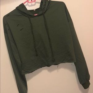 Green Crop Top Hoodie